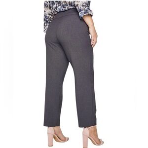 ROZ & ALI Gray Pants Slim Leg Wide Waistband Size 12 High Waisted 4% Spandex